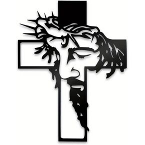 SEMMGO Black Jesus Wall Cross Decor Metal Wall Hanging Wall Sculpture for Living Room Home Office Thankful Grateful Blessed Special Mother's Day Gift Home Decor Entry Way(Size:12.59 * 9.84in)