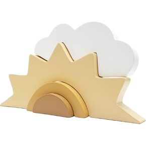 Wooden Cloud and Sun Rainbow Decoration, Boho Baby Nursery Decor, Woodland Nursery Decor, Kids Baby Room Decor for Nursery Children Baby Kids Boys Girls Bedroom Decor Shelf