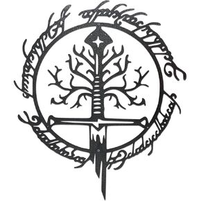 Xyverart Lord Metal Wall Art The Rings Metal Wall Decor, Lord Gift for LotR Fans, Housewarming LOTR Sword Art Decoration for Home, Office & Fantasy Enthusiasts, Black Iron Vein, 15.7" x 13.3"