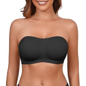 DEANGELMON Strapless Bras for Women Seamless Padded Bandeau Bra Non-Slip Silicone Tube Top Wireless Push Up Bralettes