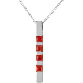 Galaxy Gold GG 14k Solid White Gold Necklace Bar 0.35 ct Ruby