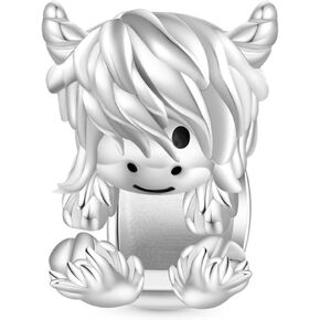 Gnoce Hug Highland Cow Bead Charm Bracelet for Women ، S925 Sterling Silver 14k flated charms for women women ، valentine's day ، mother's jewelry