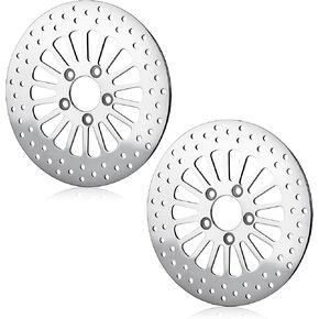 11.8" 1 Piece Front and 1 Piece Rear Brake Rotors for Harley Davidson Touring Models for Road King for Street Glide for Road Glide with with Bolts Set Round Holes Stainless Steel Disc 2008-2013