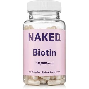 Biotin Naked Biotin 10000mcg - مكمل Max Strength فيتامين B7 للشعر الصحي ودعم البشرة والأظافر - غير المعدلة وراثيا وخالية من الغلوتين ، ودعم إنتاج الكيراتين - 120 كبسولة