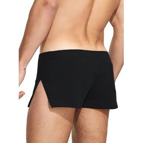 Mens 3" Large Split Side Lounge Shorts Cotton for Sleeping Home Workout Gym Bodybuilding