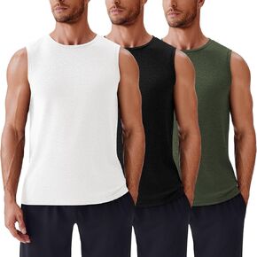 PINSPARK Men's 3 Pack Workout Tank Tops Gym Sleeveless Shirts Quick Dry Training Muscle Shirts for Men