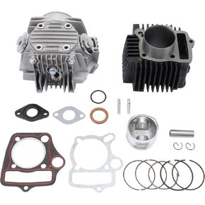 GOOFIT 52.4mm Cylinder Head Assembly with Sleeve Plug Spark Plug Upper and Lower Gasket for 4 Stroke Horizontal 110cc Engine ATV Dirt Bike Go Kart Scooter