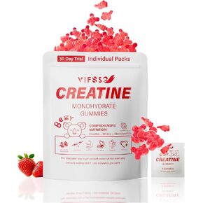 Creatine Monohydrate, Creatine Chewable 240 Gummies for Women and Men with 10 Creatine Monohydrate, Mix BCAAs and Electrolytes per Serving, Strawberry Sugar Free Gummies for Muscle Strength