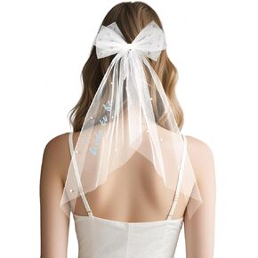 Woosir Blue Pride Bride لتكون حجابًا لحفلة البكالوريوس الحفلات الزفاف دش تول لؤلؤة الشعر القوس العروس حجاب المشاركة إكسسوارات الهدية البروفة