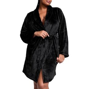Victoria's Secret Short Cozy Robe, Robes for Women, Black (XS/S)