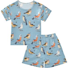 senya Short Sleeve Pajamas Sets Summer Cotton Sleepwear Purple Yellow Green Zebra, 5T