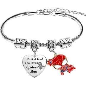 Spider Charm Bracelets Superhero Jewelry Gifts Superhero Bracelets Superhero Gifts for Movies Fans Gifts for Movie Lovers Gifts Superhero Merchandise Cartoon Gifts for Family Friend Birthday Gifts