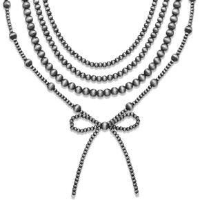 4pcs غرب نافاجو لؤلؤة مكدس المجوهرات للنساء السلسلة المزينة القلادة بوهو مصنوعة يدويا الطبقات الطبقات الطبقات العقد الحفل الموسيقي