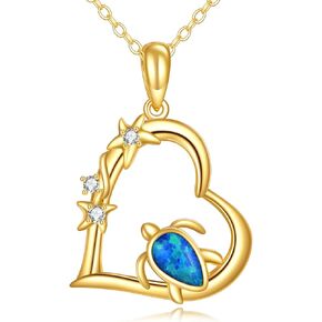 Dovran 14K قلادة سلحفاة ذهبية صلبة للنساء الحقيقيات الذهب الأصفر الذهب القلاح