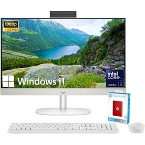 كمبيوتر مكتبي الكل في واحد مقاس 27 بوصة من HP، شاشة لمس FHD IPS، معالج Intel Core Ultra 7-155U 12-Core، 64 جيجابايت DDR5، 4 تيرابايت SSD، Wi-Fi 6، HDMI، لوحة المفاتيح والفأرة اللاسلكية، Windows 11 Pro، P500 Portable SSD