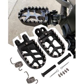 JFG RACING Motorcycle Foot Pegs Pedals Footrests For KLX250/300, XR250R/400R/650L, CRF230L/1000L, KLR650 And More Dirt Bikes, BLACK