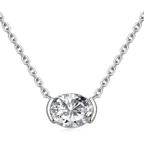 CYW Moissanite/Ruby/Sapphire/Emerald Dainty Pendant Necklace for Women, Novelty Design, Really Authentic Solid 925 Sterling Silver, 16"/18"/20" Adjustable, Birthday Anniversary Valentines Gift