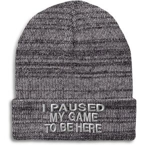 Custom Beanies for Men I Paused My Game to Be Here Embroidery Funny Winter Hats for Women Skull Cap 1 Size
