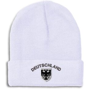 Beanies for Men Deutschland Black German Eagle Embroidery Winter Hats for Women Acrylic Skull Cap 1 Size