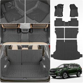 Cargo Mat Compatible with 2019-2024 Subaru Forester Trunk Mat Cargo Liner Trunk Liner TPE All Weather Back Seat Cover Protector 2023 Forester Accessories (Trunk Mat+Backrest Mats)