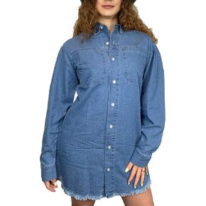 Shackets for Women 2025 - Long Sleeve Oversized Jean Jacket for Women - Casual Boyfriend Denim Button Down Shirt Women