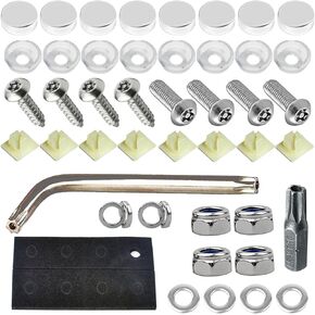 Anti Theft License Plate Screws, License Plate Mounting Kit, Tamper Proof License Plate Screws, Stainless Rustproof Security Bolts Fasteners Universal for Front Rear Car Tag Mount (Black)