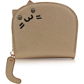 Cedit Card Holder, Accordian Credit Card Wallet for Women with 11 Slots, Cute Cat Leather Card Holder (Gold)
