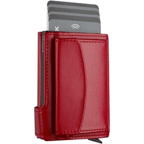 Pularys Mini Wallet London - حامل بطاقة الائتمان مصنوع من الجلود الإيطالية - حظر RFID - ما يصل إلى 9 فتحات بطاقات - جيب العملة المعدنية - للرجال والنساء - التصميم الكلاسيكي