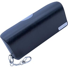حافظة نظارات باللون الأزرق الداكن من EYECARRY، حامل نظارات من الجلد النباتي الناعم، تصميم وجه مفتوح حاصل على براءة اختراع لسهولة الوصول بيد واحدة، حافظة صلبة للنظارات الشمسية للرجال والنساء ونظارات القراءة والمزيد