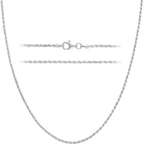 Kisper Solid 925 Sterling Diamond Cut 1.6 مم قلادة سلسلة حبل للنساء - الإيطالية مصنوعة مجوهرات متينة Hypoallergenic 16 18 20 22 24 30 بوصة