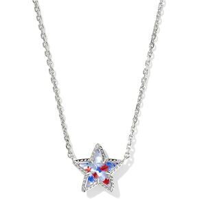 قلادة قلادة قصيرة من Kendra Scott Cassidy ، نحاس مطلي بالذهب 14 ألفًا ، مجوهرات أزياء للنساء ، Red White Blue Star Illusion