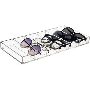 Stackable Plastic Reading Glasses Case Organizer Transparent Eyeglasses Storage Multiple Compartments Sunglasses Protective Eyewear Accessories Purses Clear Divided Container Box Holder Closet