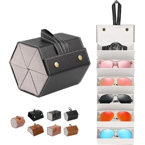 6 Slots Sunglasses Travel Case,Portable Multiple Glasses Case,Foldable Eyeglasses Case,Suitable for men, women and girls who carry multiple pairs of glasses