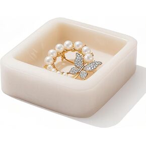 Marble Ring Holder, Irregular Square Jewelry Dish Tray, Ring Holder for Women, Monthers Day Gifts Small Ring Dish(Natural White)