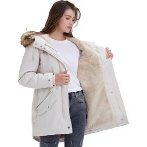 ROYAL MATRIX Women's Winter Coats Fleece Lined Parka Jacket Hooded Long Winter Warm Parka Coat with Pockets