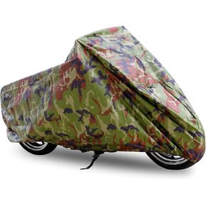 Motoforti XXL 190T Rain Dust Motorcycle Cover Camouflage Outdoor Waterproof 104 Inches for Suzuki Long-Lasting