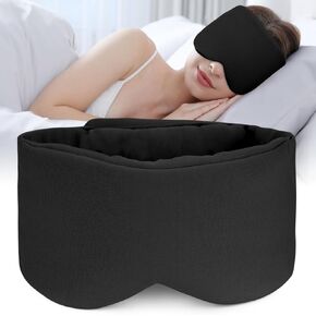 Hilph Cotton Deep Sleep Mask for Side Sleeper Women Men, Ultra-Soft Zero Pressure Full Eye Ear Cover Blackout Eye Mask with Double Thickened Nose Wing for Travel, Airplane, Night Shift, Nap Pink