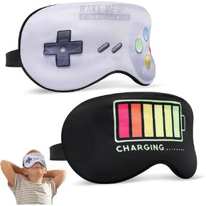 2 PCS Sleep Mask for Kids Boys ، أغطية العين الحريرية للنوم ، تصميم حزام وقابل للتعديل حجب الخفيفة ، معصوب العينين في وقت نوم الأطفال للبالغين للسفر والاستخدام المنزلي (2 PCS Game-Mask-Pittern 1)