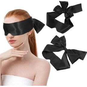 2 Pcs Satin Sleep Eye Mask, 145cm/57inch Silk Satin Blindfold Comfortable Eye Mask Sleep Mask Eye Cover Silk Sleeping Mask for Night Sleeping Travel Meditation Valentine's Day Gift