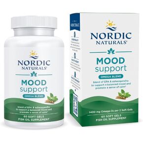 Nordic Naturals Mood Support Omega Blend - Unflavored - 60 Soft Gels - 1400 mg Omega-3 Supplement with EPA & DHA - Promotes Balanced Mood and Serenity - Non-GMO - 30 Servings