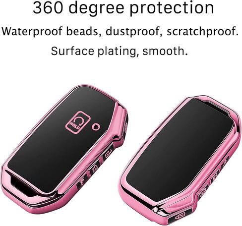 Kia Key Fob Cover With Metal/Leather Keychain, TPU 5 Buttons Case, Compatible With NIRO Sorento Seltos Soul Telluride Cerato Ceed Forte Remote Smart, Car Accessories, Pink in Kuwait