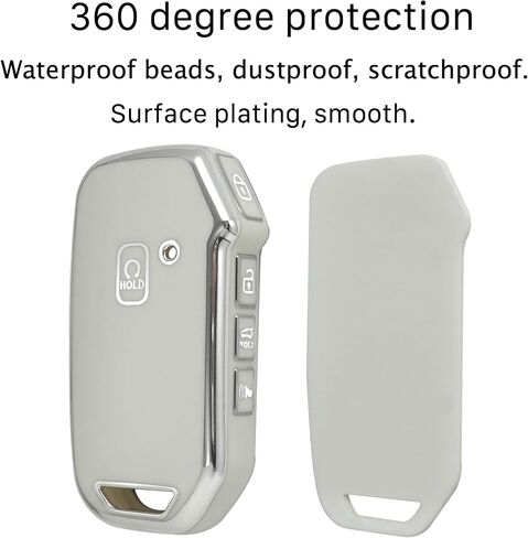 Kia Key Fob Cover With Metal/Leather Keychain, TPU 5 Buttons Case, Compatible With NIRO Sorento Seltos Soul Telluride Cerato Ceed Forte Remote Smart, Car Accessories, Pink in Kuwait