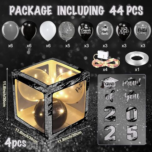 Woanger 44 Pcs Graduation 2024 Box Balloon and LED Light Strings Set Congrats Grad Party Box Decorations Proud of You Graduate Party Supplies for Class of 2024 School Home College(Pink) in Kuwait