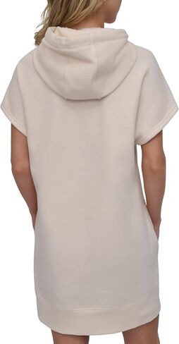DKNY Women's Rhinestone Jersey Logo Prety Sleeve Hoodie Dress in Kuwait