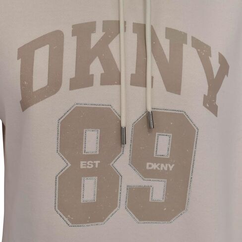 DKNY Women's Rhinestone Jersey Logo Prety Sleeve Hoodie Dress in Kuwait