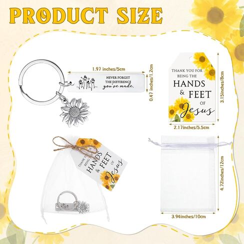 Sureio Christian Gift Bulk Sunflower Keychains with Thank You Bag for Church Volunteer Appreciation Gifts in Saudi Arabia