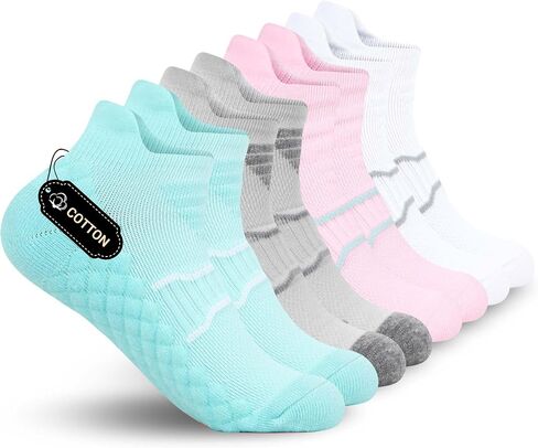 WeciBor Women's Ankle Running Socks, Anti-Blister Cushioned Low Cut Athletic Socks with Heel Tab, 4-Pairs in Saudi Arabia