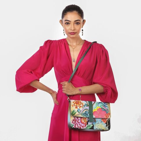 Anna by Anuschka Hand Painted Leather Women's Medium Flap Messenger in Saudi Arabia