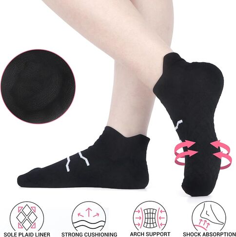 WeciBor Women's Ankle Running Socks, Anti-Blister Cushioned Low Cut Athletic Socks with Heel Tab, 4-Pairs in Kuwait