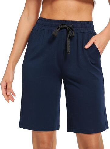 Women's Bermuda Shorts with Pockets Athletic Running Drawstring Lounge Shorts in Saudi Arabia